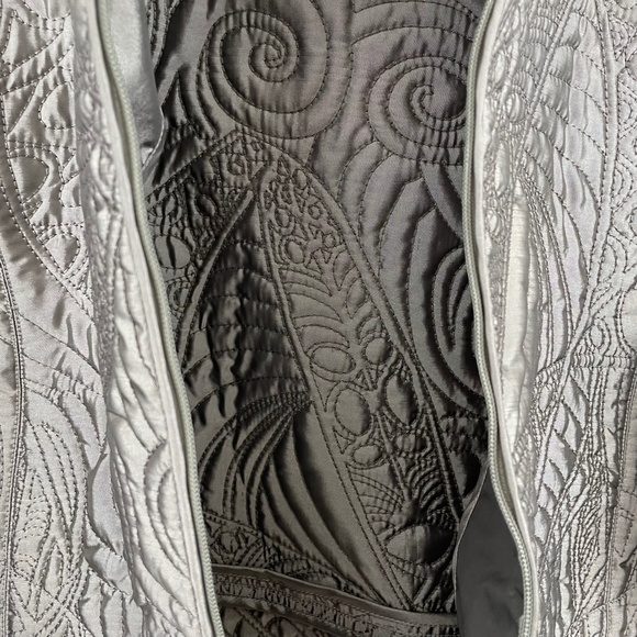 Chicos Quilted Jacket Silver Grey Sheen Long Sleeve Small - Picture 12 of 15